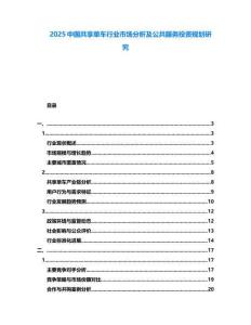 2025中國(guó)共享單車(chē)行業(yè)市場(chǎng)分析及公共服務(wù)投資規(guī)劃研究