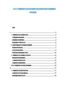 2025中國(guó)旅游行業(yè)市場(chǎng)深度分析及競(jìng)爭(zhēng)態(tài)勢(shì)與發(fā)展路徑研究報(bào)告