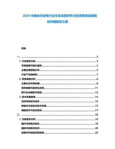 2025中國(guó)光伏發(fā)電行業(yè)市場(chǎng)深度研究與投資前景發(fā)展規(guī)劃詳細(xì)報(bào)告方案