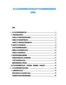 化工業(yè)市場供需現(xiàn)狀分析安全生產(chǎn)與環(huán)境管理投資規(guī)劃研究報告