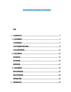 創(chuàng)業(yè)風(fēng)險(xiǎn)及投資發(fā)展分析研究報(bào)告