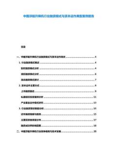 中國(guó)浮船升降機(jī)行業(yè)融資模式與資本運(yùn)作典型案例報(bào)告