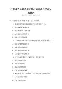 數字經濟與可持續發展戰略實施路徑考試及答案