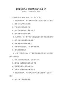 數(shù)字經(jīng)濟(jì)與國(guó)家戰(zhàn)略安全考試