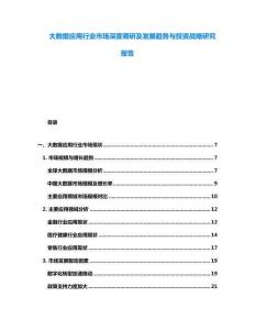 大數(shù)據(jù)應(yīng)用行業(yè)市場(chǎng)深度調(diào)研及發(fā)展趨勢(shì)與投資戰(zhàn)略研究報(bào)告