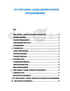 2025中國(guó)工業(yè)機(jī)器人工業(yè)機(jī)器人視覺系統(tǒng)行業(yè)市場(chǎng)供需分析及投資發(fā)展前景報(bào)告