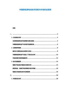 中國(guó)新能源電池技術(shù)創(chuàng)新與市場(chǎng)機(jī)會(huì)報(bào)告
