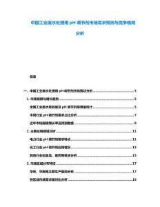 中國工業(yè)廢水處理用pH調(diào)節(jié)劑市場需求預(yù)測與競爭格局分析
