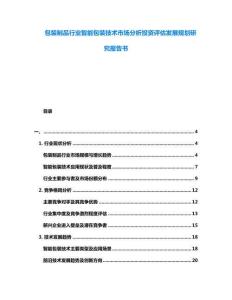 包裝制品行業(yè)智能包裝技術(shù)市場分析投資評(píng)估發(fā)展規(guī)劃研究報(bào)告書