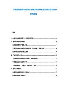 中國(guó)生物能源利用行業(yè)市場(chǎng)供需分析及投資評(píng)估規(guī)劃分析研究報(bào)告