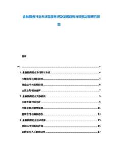 金融服務(wù)行業(yè)市場(chǎng)深度剖析及發(fā)展趨勢(shì)與投資決策研究報(bào)告