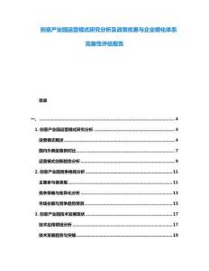 創(chuàng)意產(chǎn)業(yè)園運(yùn)營模式研究分析及政策優(yōu)惠與企業(yè)孵化體系完備性評估報(bào)告