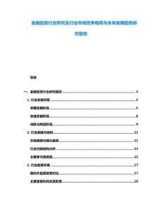 金融投資行業(yè)研究及行業(yè)市場(chǎng)競(jìng)爭(zhēng)格局與未來(lái)發(fā)展趨勢(shì)研究報(bào)告