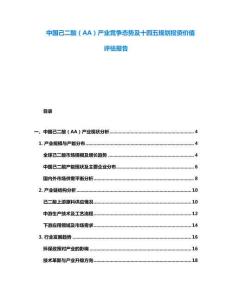 中國己二酸（AA）產(chǎn)業(yè)競爭態(tài)勢及十四五規(guī)劃投資價值評估報告