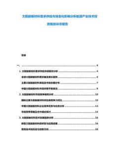 太陽能板材料需求供給市場變化影響分析能源產(chǎn)業(yè)技術(shù)投資規(guī)劃詳盡報(bào)告