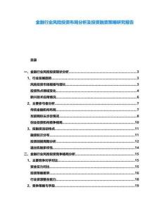 金融行業(yè)風險投資布局分析及投資融資策略研究報告