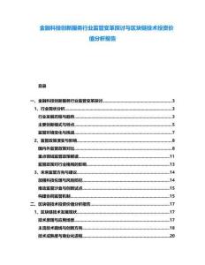 金融科技創(chuàng)新服務(wù)行業(yè)監(jiān)管變革探討與區(qū)塊鏈技術(shù)投資價(jià)值分析報(bào)告