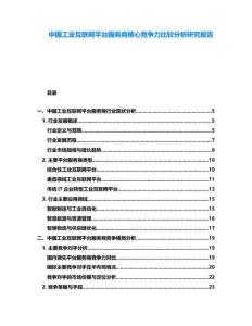 中國工業(yè)互聯(lián)網平臺服務商核心競爭力比較分析研究報告