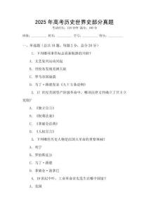 2025年高考历史世界史部分真题