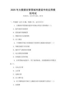 2025年大數(shù)據(jù)在智慧城市建設(shè)中的應(yīng)用模擬考試