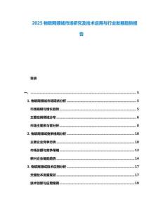 2025物聯(lián)網(wǎng)領(lǐng)域市場研究及技術(shù)應(yīng)用與行業(yè)發(fā)展趨勢報告