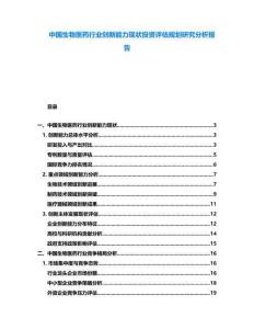 中國(guó)生物醫(yī)藥行業(yè)創(chuàng)新能力現(xiàn)狀投資評(píng)估規(guī)劃研究分析報(bào)告