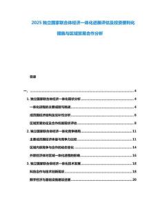 2025獨(dú)立國家聯(lián)合體經(jīng)濟(jì)一體化進(jìn)展評估及投資便利化措施與區(qū)域貿(mào)易合作分析