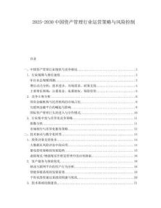 2025-2030中國資產(chǎn)管理行業(yè)運(yùn)營策略與風(fēng)險(xiǎn)控制