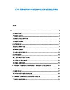 2025中國電子特種氣體行業產能擴張與價格走勢研究