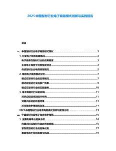 2025中國(guó)型材行業(yè)電子商務(wù)模式創(chuàng)新與實(shí)踐報(bào)告