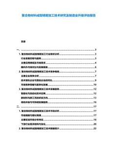 聚合物材料成型精密加工技術(shù)研究及制造業(yè)升級(jí)評(píng)估報(bào)告
