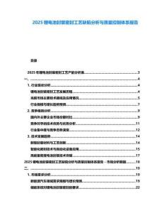 2025鋰電池封裝密封工藝缺陷分析與質(zhì)量控制體系報(bào)告