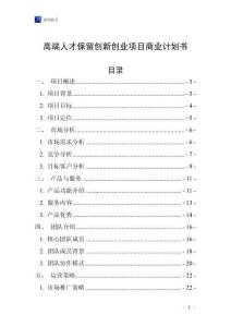 高端人才保留創新創業項目商業計劃書