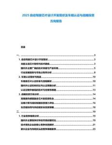 2025自動駕駛芯片設計開發現狀及車規認證與戰略投資方向報告