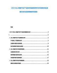 2025無人駕駛汽車產業鏈市場趨勢研究與市場需求及發展方向與投資策略研究報告