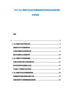 2025無人駕駛汽車技術發(fā)展趨勢研究及商業(yè)化運營深度分析報告