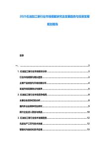 2025石油加工新行业市场细腻研究及发展趋势与投资发展规划报告