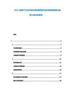2025房地產(chǎn)行業(yè)市場環(huán)境深度剖析及區(qū)域發(fā)展思路與投資工具分析報告