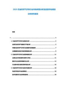 2025石油天然氣開采行業(yè)市場供需分析及投資評估規(guī)劃分析研究報(bào)告