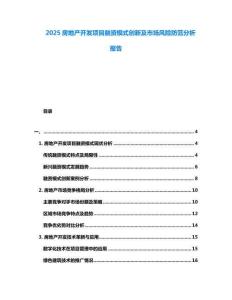 2025房地產(chǎn)開發(fā)項(xiàng)目融資模式創(chuàng)新及市場(chǎng)風(fēng)險(xiǎn)防范分析報(bào)告