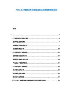 2025無人駕駛技術商業化進程及測試場景規劃報告