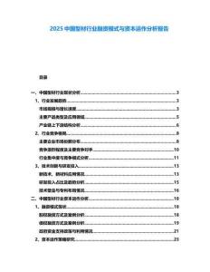2025中國(guó)型材行業(yè)融資模式與資本運(yùn)作分析報(bào)告