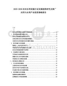 2025-2030農田水利設施行業(yè)發(fā)展趨勢研究及推廣應用與水利產(chǎn)業(yè)投資策略報告