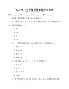 2025年中小學數學競賽題庫及答案