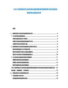 2025教育培訓(xùn)行業(yè)標(biāo)準(zhǔn)化建設(shè)教育效果競(jìng)爭(zhēng)分析及商業(yè)投資優(yōu)化規(guī)劃分析