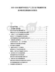 2025-2030能源節約型生產工藝行業節能減排市場競爭格局發展趨勢分析報告