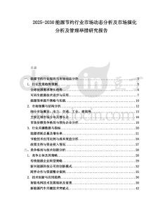 2025-2030能源節約行業市場動態分析及市場演化分析及管理舉措研究報告
