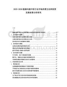 2025-2030能源風能葉輪行業市場供需互動和投資發展前景分析研究