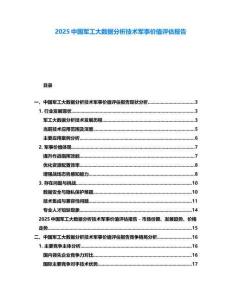 2025中國軍工大數(shù)據(jù)分析技術軍事價值評估報告