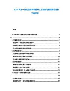 2025汽車一體化壓鑄良率提升工藝創(chuàng)新與模具壽命延長(zhǎng)方案研究